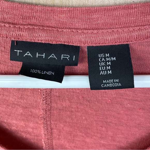 Tahari 100% Linen Short Sleeve Shirt Size Medium - Picture 2 of 5